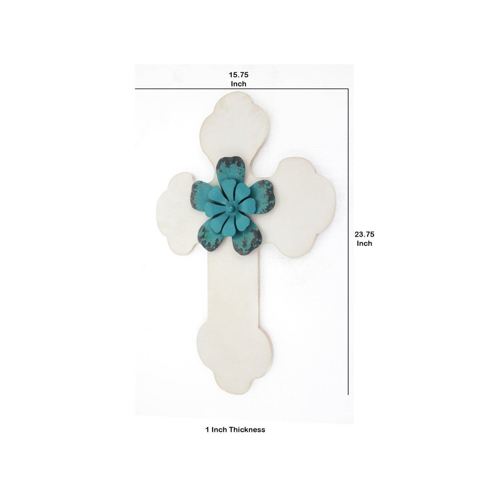 Rustic Wooden Cross Wall Decor, White - BM218406