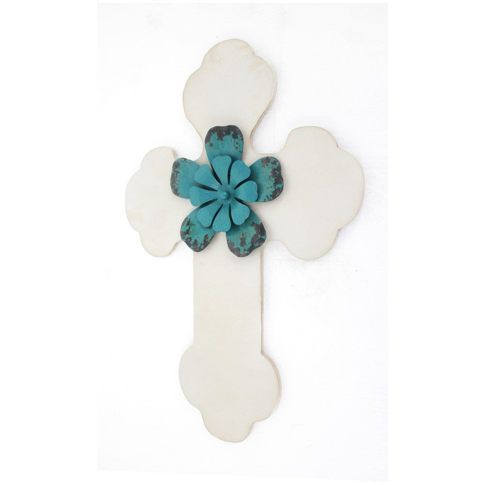 Rustic Wooden Cross Wall Decor, White - BM218406