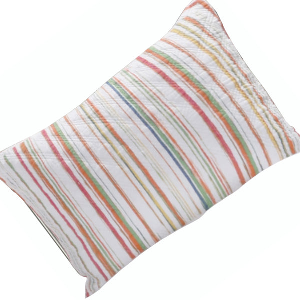 20 x 36 Cotton King Pillow Sham, Striped Pattern, Multicolor - BM218796