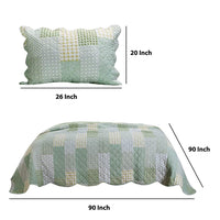 Reversible Fabric Queen Size Quilt Set with Geometric Pattern Motifs,Green - BM219434