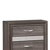 2 Drawer Wooden Nightstand with 1 Hidden Jewelry Drawers, Gray and Silver - BM219795