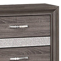 2 Drawer Wooden Nightstand with 1 Hidden Jewelry Drawers, Gray and Silver - BM219795