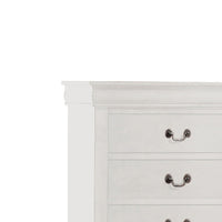 5 Drawer Wooden Chest with Metal Hanging Pulls and Bracket Feet, White - BM220335