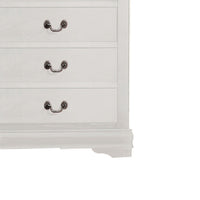 5 Drawer Wooden Chest with Metal Hanging Pulls and Bracket Feet, White - BM220335