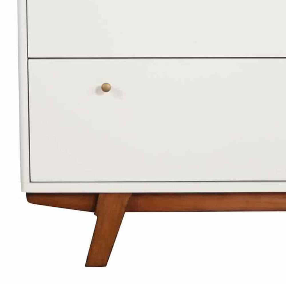 3 Drawer Wood Chest with Round Pulls and Angled Legs, Small,White and Brown - BM220498
