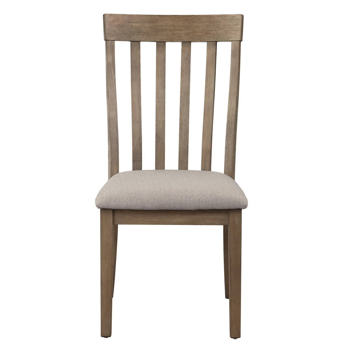 Vertical Slatted Curved Side Chair with Fabric Seat,Set of 2,Brown and Gray - BM220889
