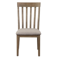Vertical Slatted Curved Side Chair with Fabric Seat,Set of 2,Brown and Gray - BM220889