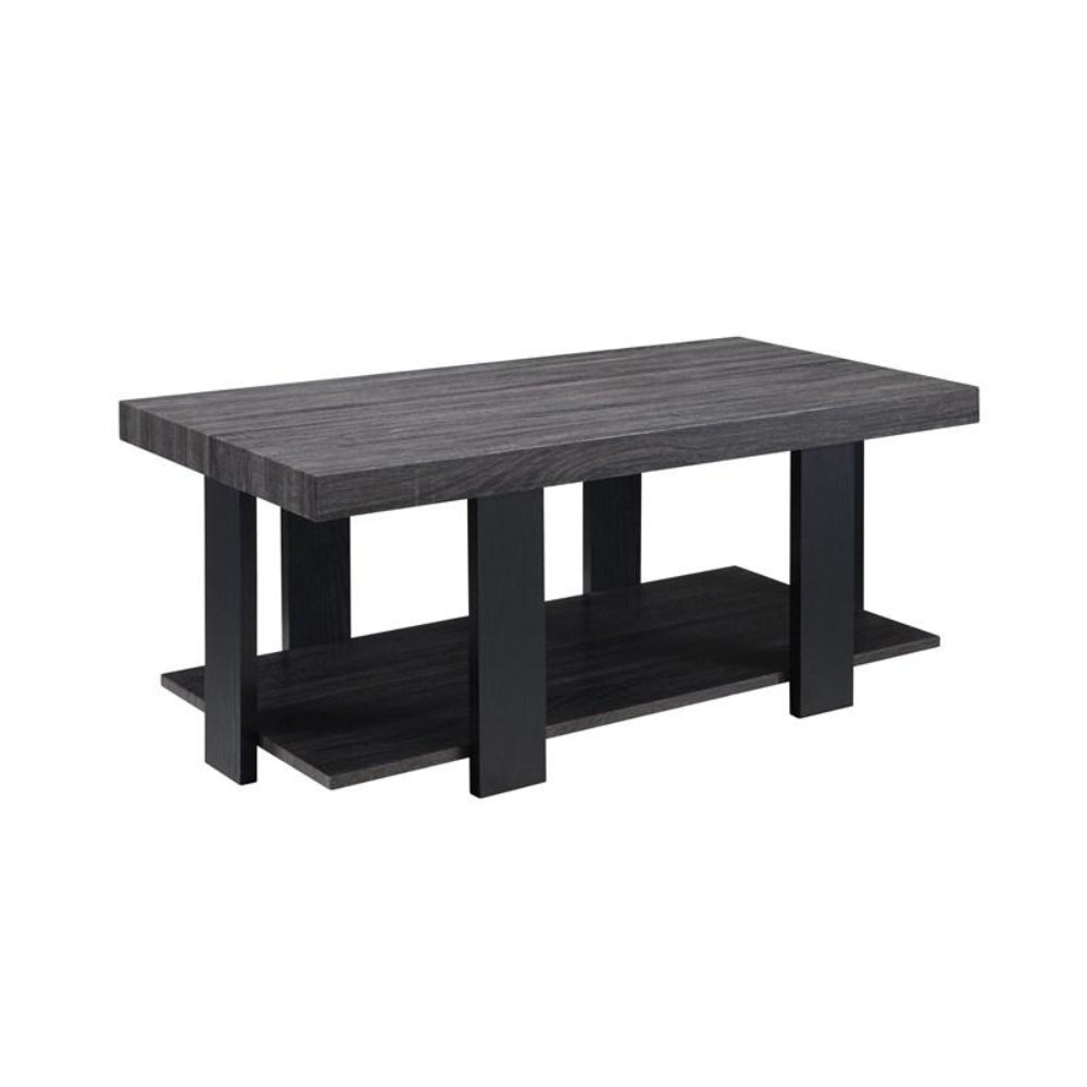 Wood and Metal 3 Piece Cocktail Table Set, Gray and Black - BM221520
