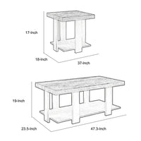 Wood and Metal 3 Piece Cocktail Table Set, Gray and Black - BM221520