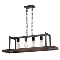 60 X 4 Watt Wood and Metal Chandelier with 6 Foot Chain, Brown and Black - BM224714