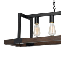 60 X 4 Watt Wood and Metal Chandelier with 6 Foot Chain, Brown and Black - BM224714
