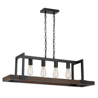 60 X 4 Watt Wood and Metal Chandelier with 6 Foot Chain, Brown and Black - BM224714
