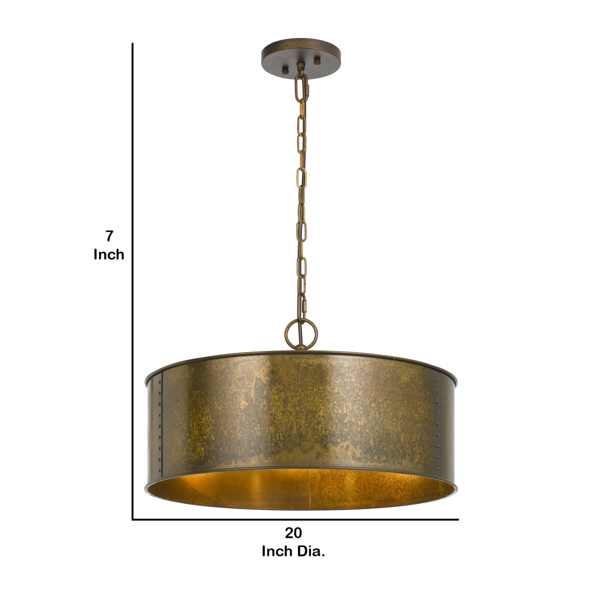 60 X 3 Watt Round Metal Frame Chandelier with 6 Foot Chain, Distressed Gold - BM224864