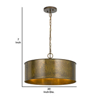 60 X 3 Watt Round Metal Frame Chandelier with 6 Foot Chain, Distressed Gold - BM224864