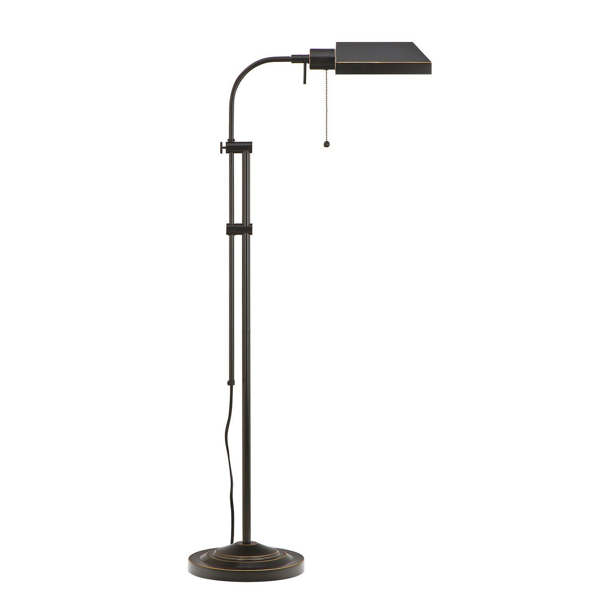 Metal Rectangular Floor Lamp with Adjustable Pole, Dark Bronze - BM225081
