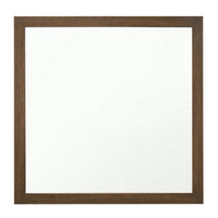 Transitional Style Wooden Frame Mirror with Grain Details, Brown - BM225938