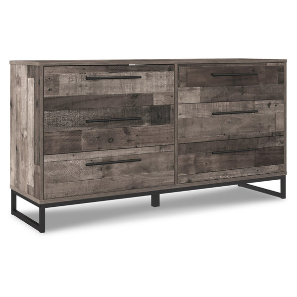 Wooden Dresser, 6 Gliding Drawers, Multi Gray, Dark Brown - BM226075