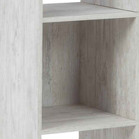 6 Cube Wooden Organizer with Grain Details, Washed White - BM227057