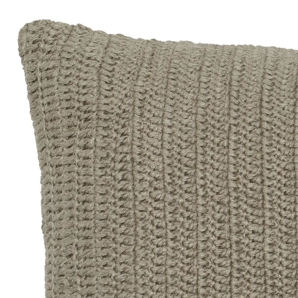 22 x 22" Throw Pillow with Hand Knit Details, Brown By Casagear Home