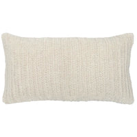 26 x 14" Throw Pillow with Hand Knitted Details, White By Casagear Home