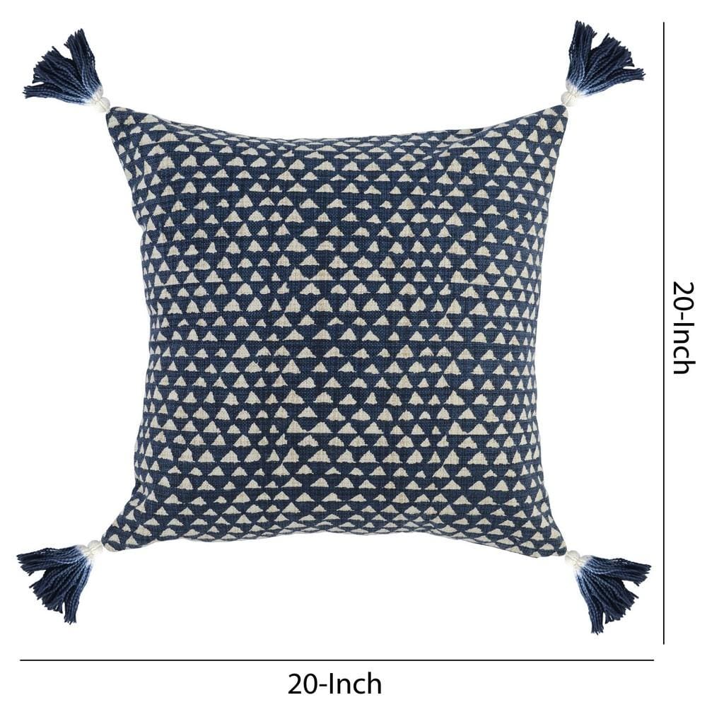20 x 20" Geometric Pattern Throw Pillow, Blue and White By Casagear Home