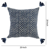 20 x 20" Geometric Pattern Throw Pillow, Blue and White By Casagear Home