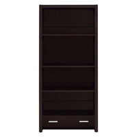 Wooden Bookcase with 3 Shelves and 1 Drawer, Dark Brown - BM229684