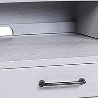5 Drawer Wooden Desk and Hutch with Ring Pulls, Gray - BM230138