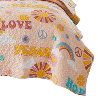 Berlin 3 Piece Microfiber Rainbows and Clouds Print Queen Quilt Set, Beige - BM231034