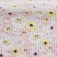 Milan 3 Piece Microfiber Blooming Flower Pattern Queen Quilt Set, White and Pink - BM231048