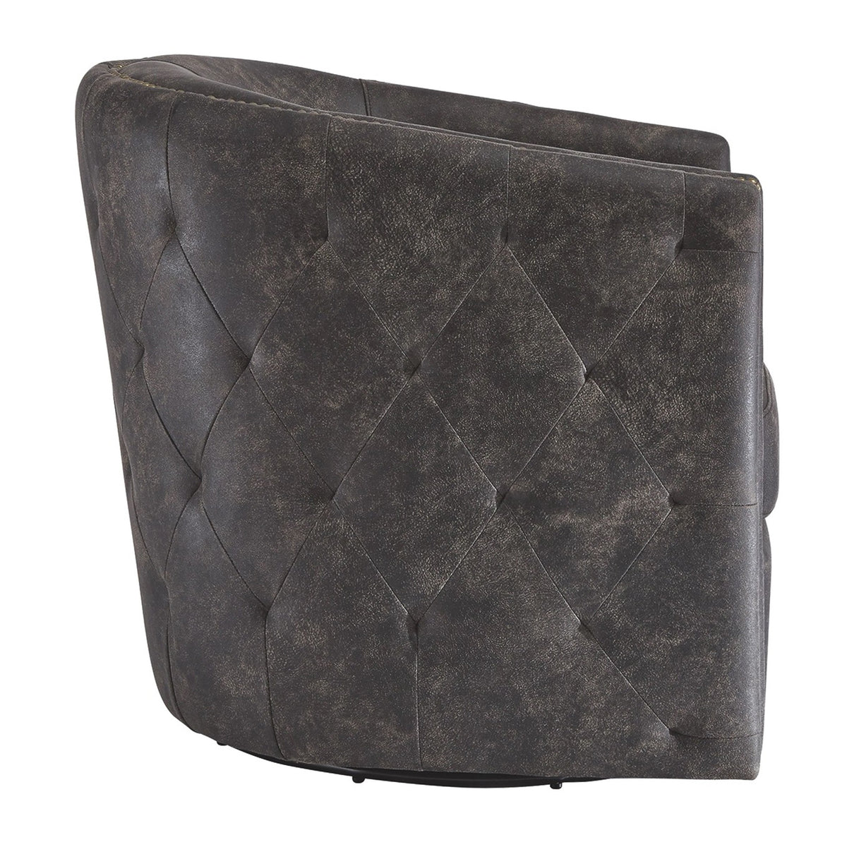 31 Inch Barrel Back Leatherette Swivel Accent Chair, Black - BM231371