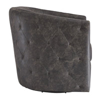 31 Inch Barrel Back Leatherette Swivel Accent Chair, Black - BM231371