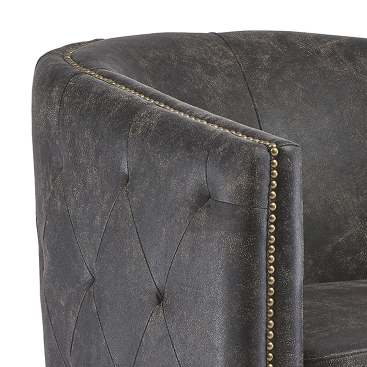 31 Inch Barrel Back Leatherette Swivel Accent Chair, Black - BM231371