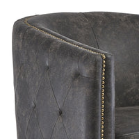 31 Inch Barrel Back Leatherette Swivel Accent Chair, Black - BM231371