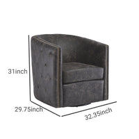 31 Inch Barrel Back Leatherette Swivel Accent Chair, Black - BM231371