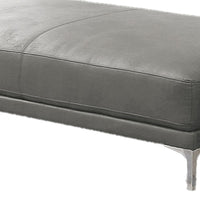 Leatherette Ottoman with Sleek Metal Feet, Gray - BM231972