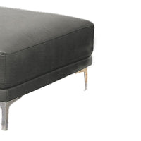 Leatherette Ottoman with Sleek Metal Feet, Gray - BM231972