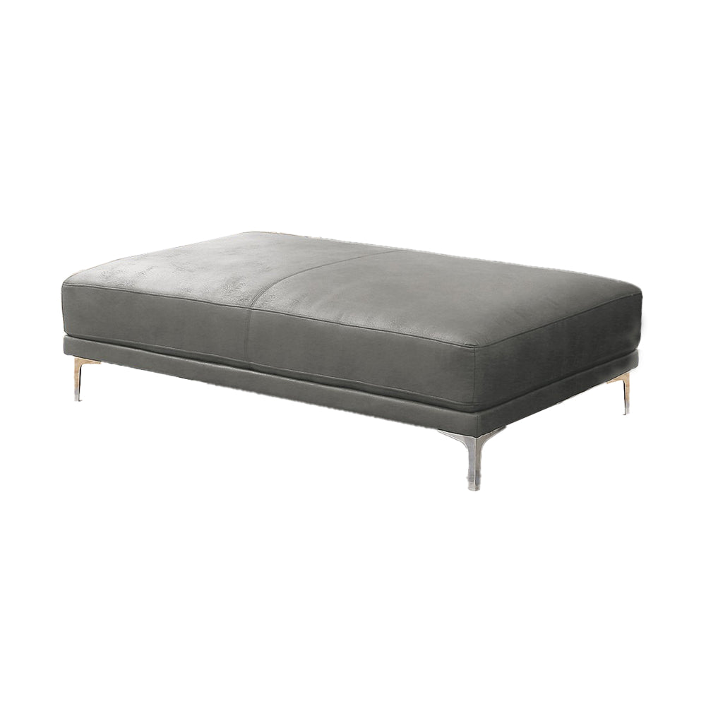 Leatherette Ottoman with Sleek Metal Feet, Gray - BM231972