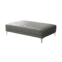 Leatherette Ottoman with Sleek Metal Feet, Gray - BM231972