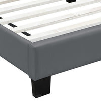Twin Leatherette Bed with Checkered Tufted Headboard, Gray - BM232013