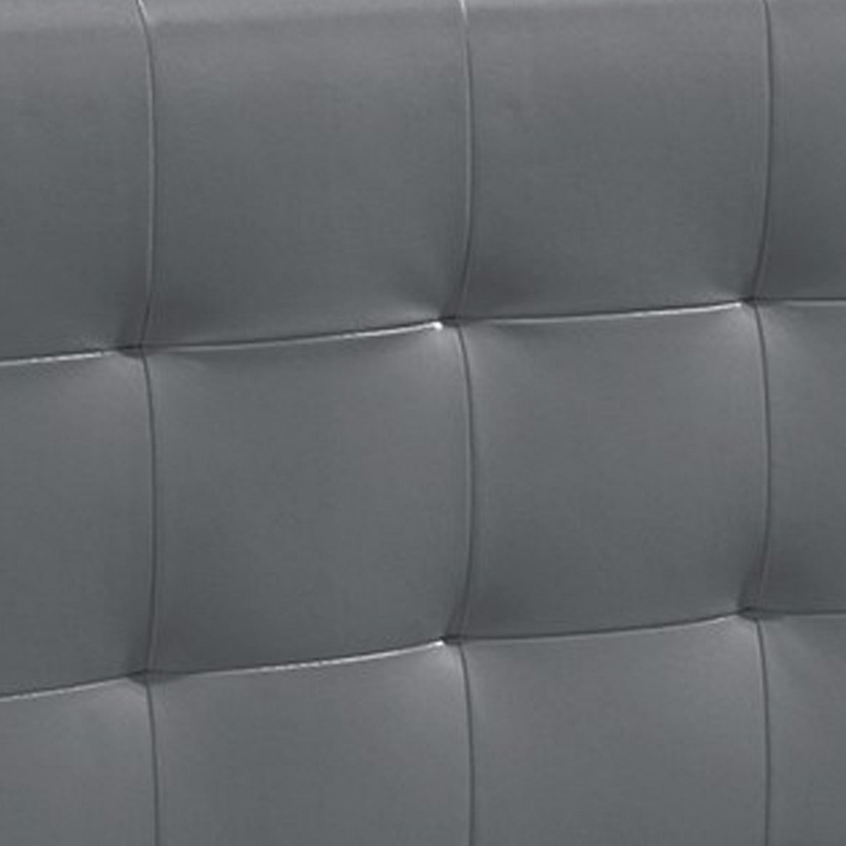 Twin Leatherette Bed with Checkered Tufted Headboard, Gray - BM232013