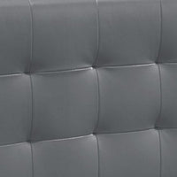 Twin Leatherette Bed with Checkered Tufted Headboard, Gray - BM232013