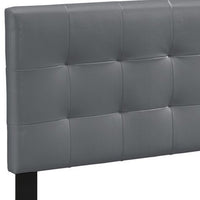 Twin Leatherette Bed with Checkered Tufted Headboard, Gray - BM232013