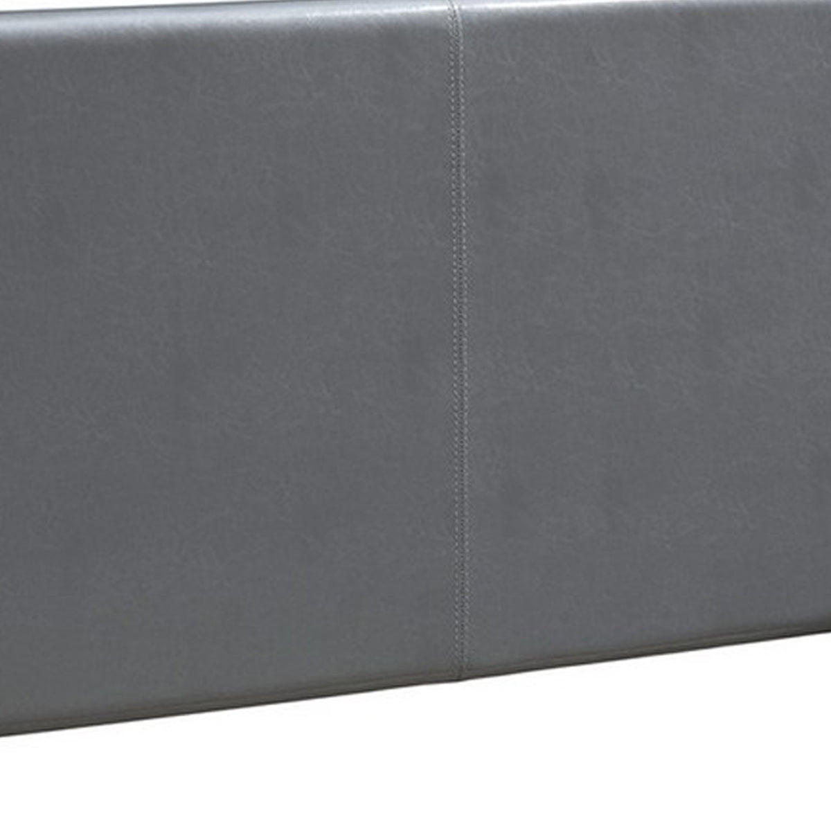 Transitional Style Leatherette Queen Bed with Padded Headboard, Gray - BM232045
