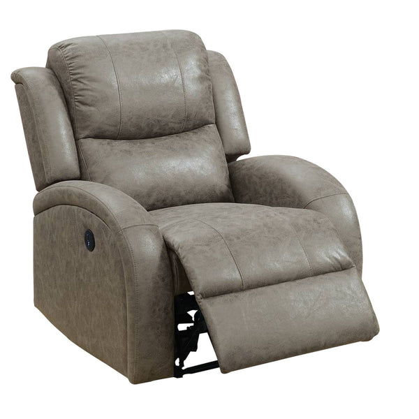 40 Inch Vegan Faux Leather Power Recliner with USB Port, Stone Gray - BM232056