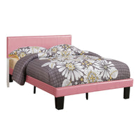 Traditional Wooden Full Bed with Faux Leather Upholstery, Pink - BM233112