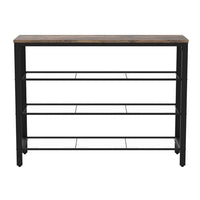 39 Inches Wooden Shoe Organizer with Mesh Shelves, Brown and Black - BM233368