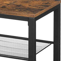 39 Inches Wooden Shoe Organizer with Mesh Shelves, Brown and Black - BM233368