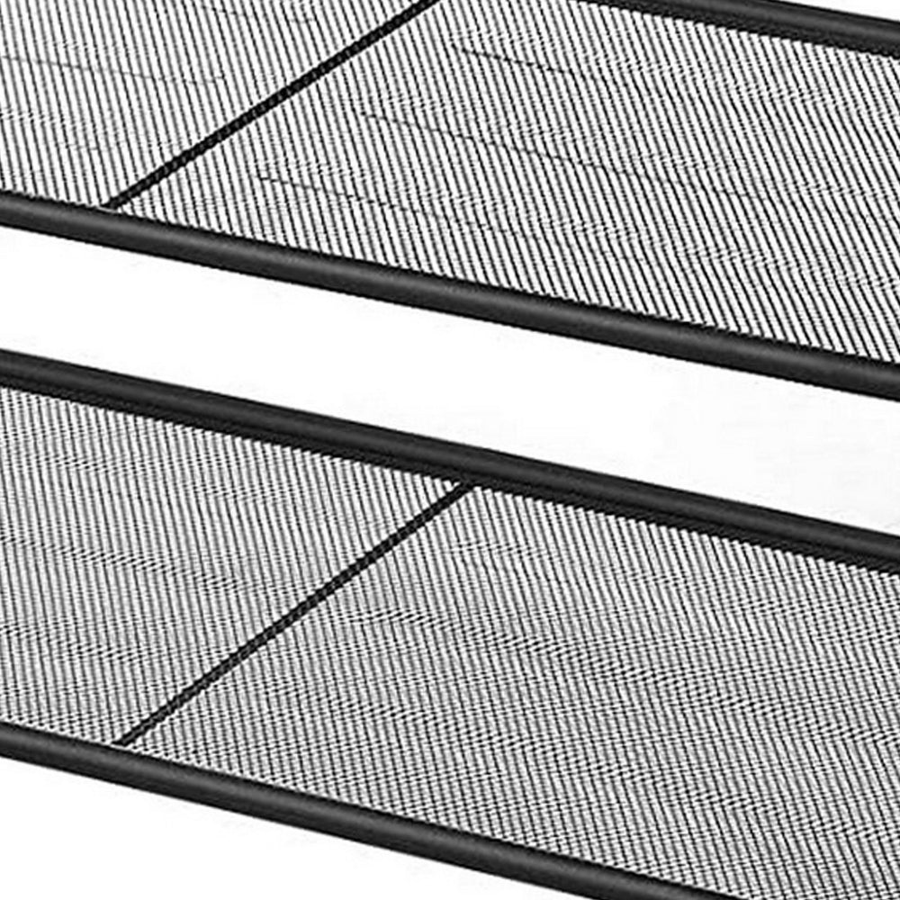 39 Inches Wooden Shoe Organizer with Mesh Shelves, Brown and Black - BM233368