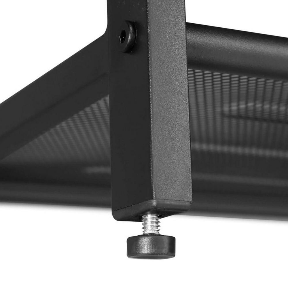 39 Inches Wooden Shoe Organizer with Mesh Shelves, Brown and Black - BM233368